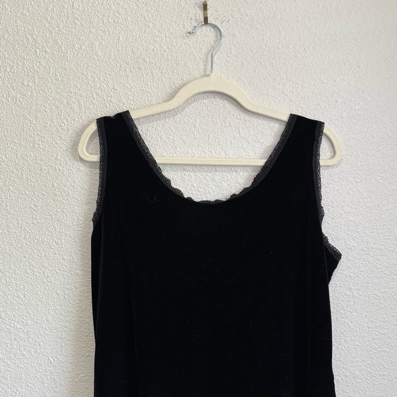 Y2K Whimisgoth Lace Velvet Dark Romantic Gothic Tank Top Large Grunge Lace Witch - Picture 5 of 6